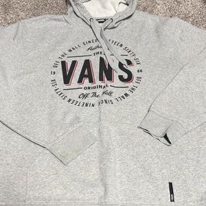 Vans Light Gray Hoodie with Black and Red Logo